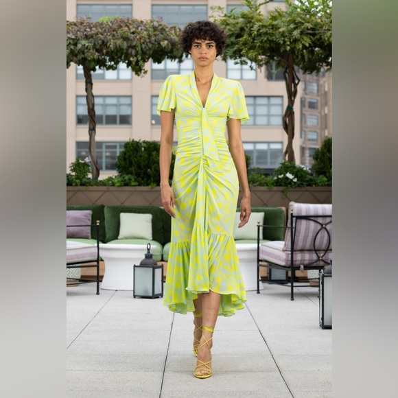 NWT cinq a' sept Floral Ruched High-Low Midi Dress Size 6 - Picture 2 of 9